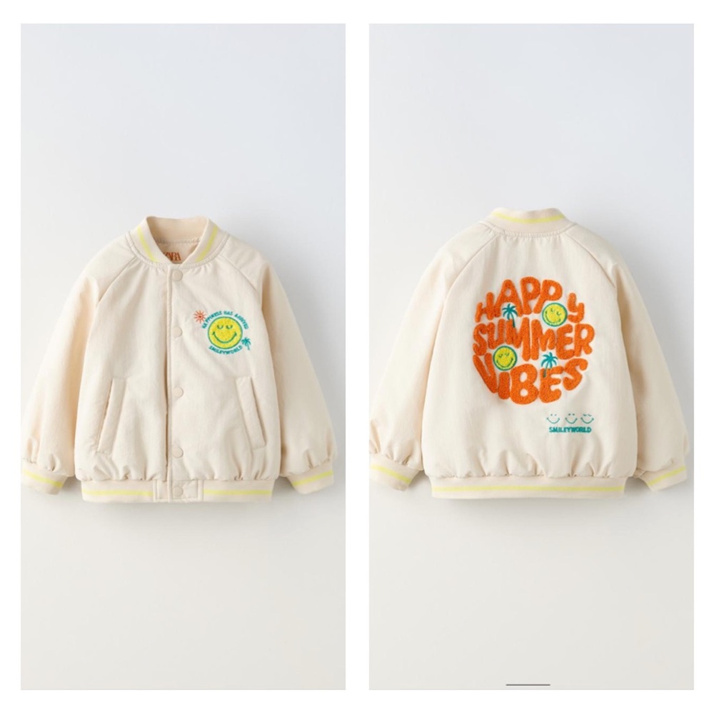 NWT Zara smileyworld patch bomber jacket